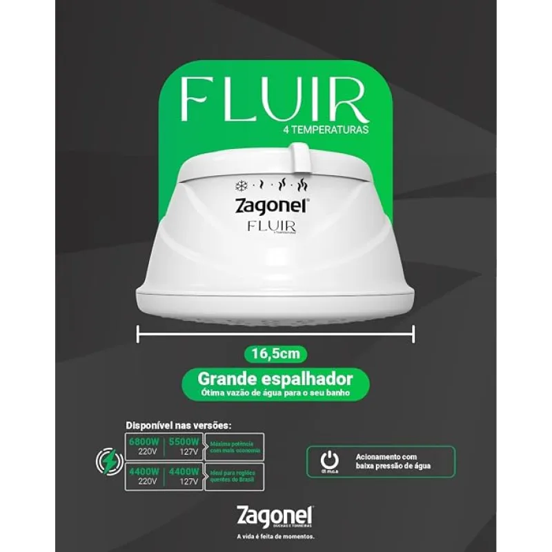 Ducha Fluir 127V 5500W - Zagonel — Eletrônicos